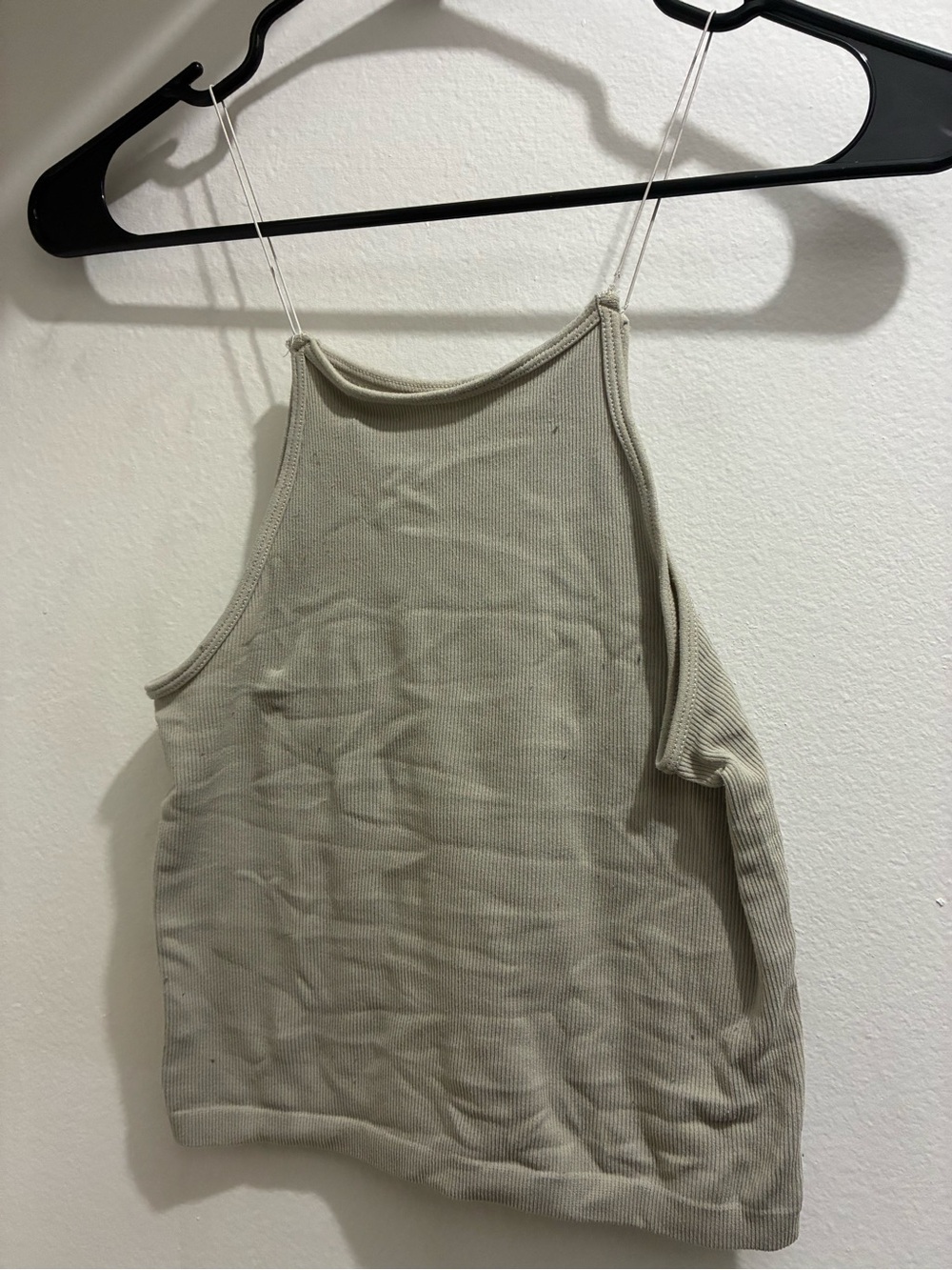 Ribbed High-Neck Tank Top in Sage Green